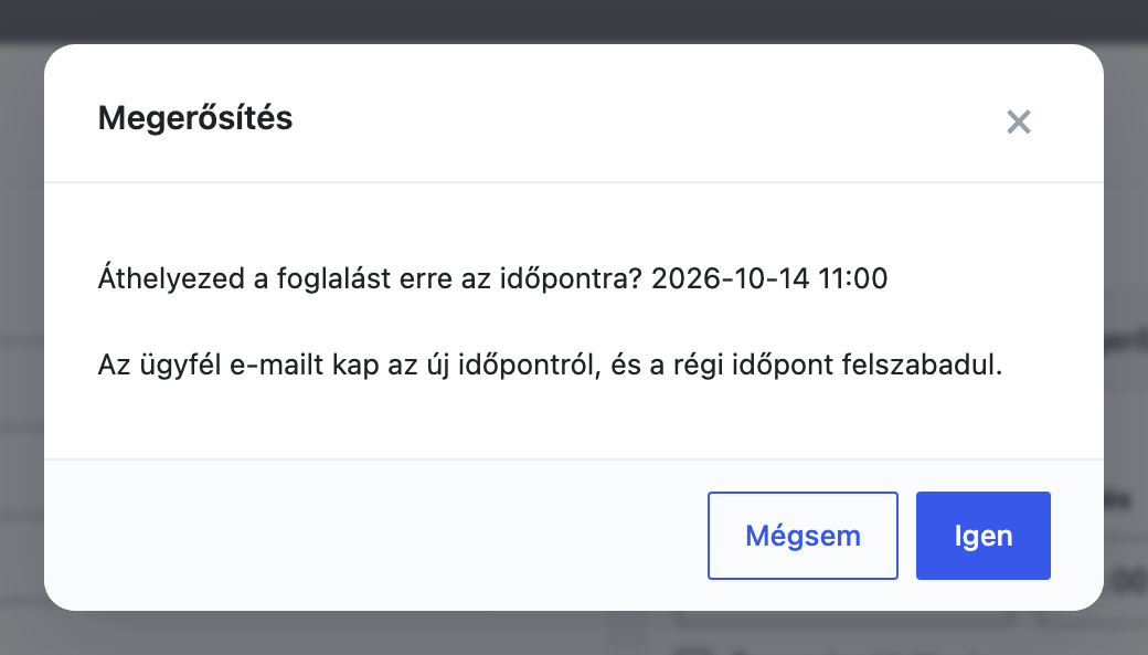 Az áthelyezés megerősítő ablaka